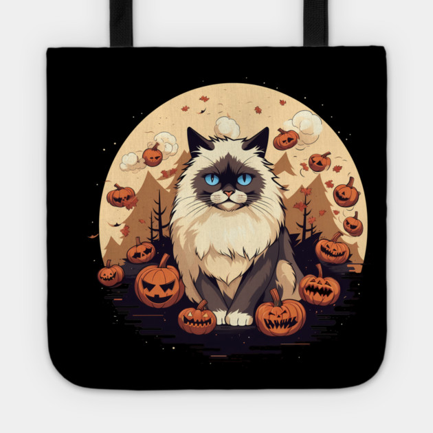 Ragdoll Cat Halloween, Cat Lover Tote by logiamerch