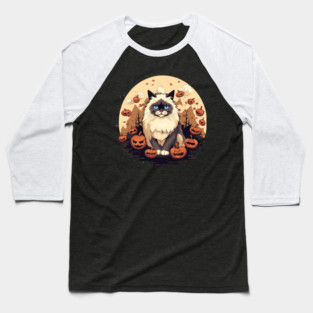 Ragdoll Cat Halloween, Cat Lover Baseball T-Shirt