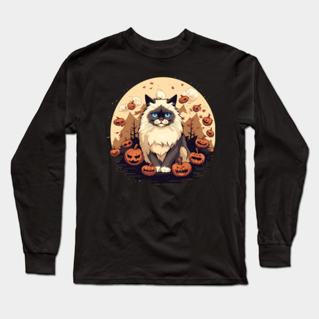 Ragdoll Cat Halloween, Cat Lover Long Sleeve T-Shirt by logiamerch