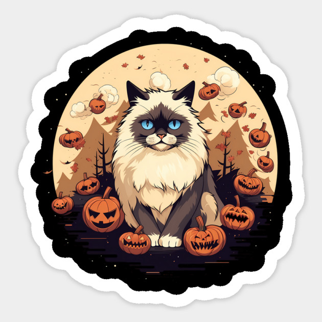 Ragdoll Cat Halloween, Cat Lover Sticker by logiamerch