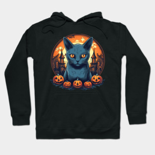 Russian Blue Cat Halloween, Cat Lover Hoodie