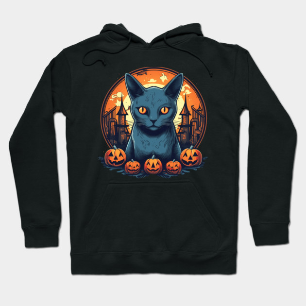Russian Blue Cat Halloween, Cat Lover Hoodie by logiamerch