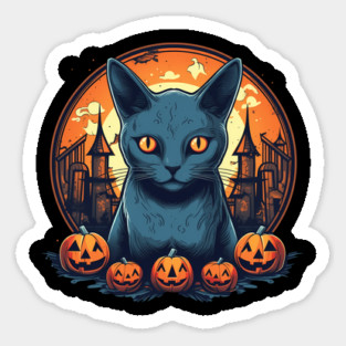 Russian Blue Cat Halloween, Cat Lover Sticker