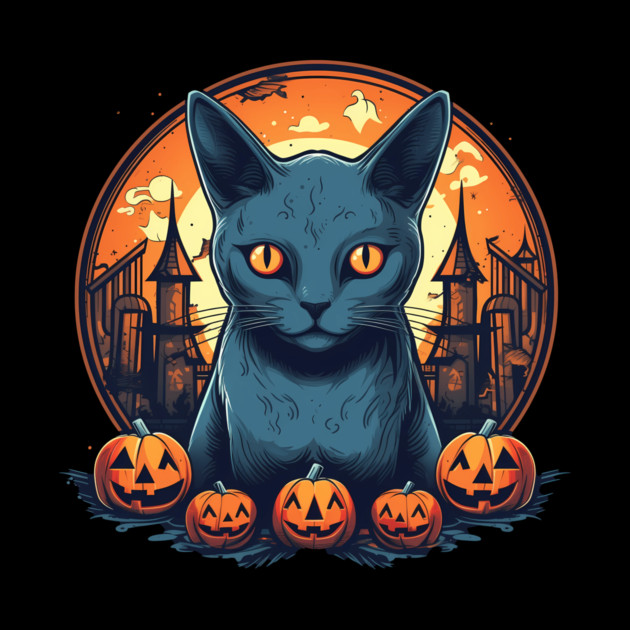 Russian Blue Cat Halloween, Cat Lover by logiamerch
