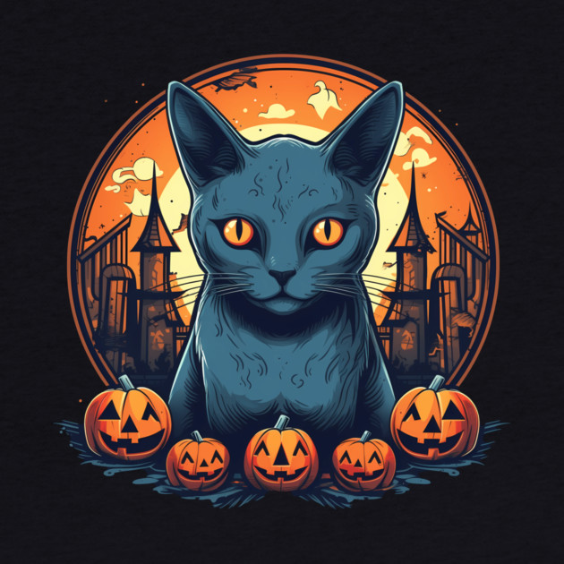 Russian Blue Cat Halloween, Cat Lover by logiamerch