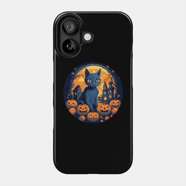 Russian Blue Cat Halloween, Cat Lover Phone Case by logiamerch