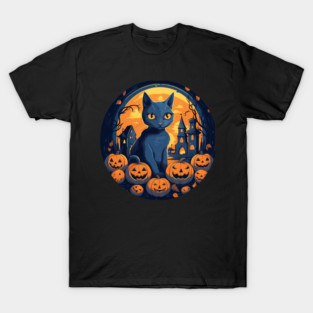 Russian Blue Cat Halloween, Cat Lover T-Shirt