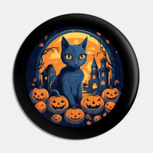 Russian Blue Cat Halloween, Cat Lover Pin