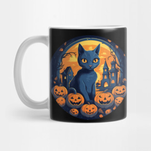 Russian Blue Cat Halloween, Cat Lover Mug