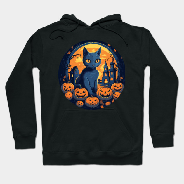 Russian Blue Cat Halloween, Cat Lover Hoodie by logiamerch
