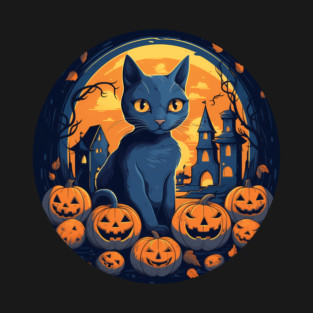 Russian Blue Cat Halloween, Cat Lover T-Shirt