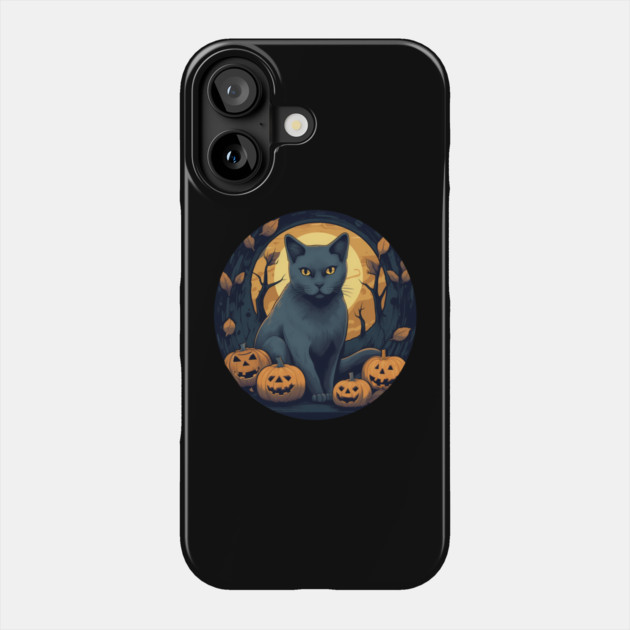 Russian Blue Cat Halloween, Cat Lover Phone Case by logiamerch