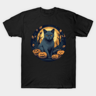Russian Blue Cat Halloween, Cat Lover T-Shirt