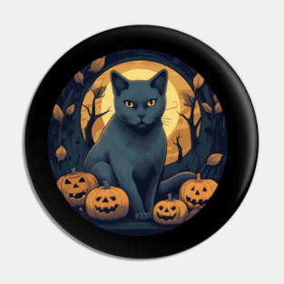 Russian Blue Cat Halloween, Cat Lover Pin
