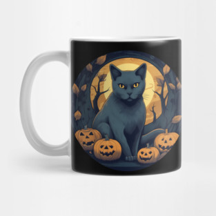 Russian Blue Cat Halloween, Cat Lover Mug