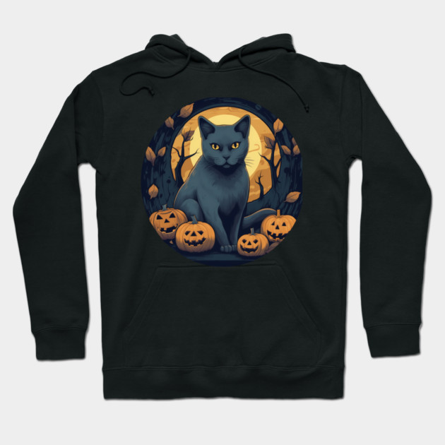 Russian Blue Cat Halloween, Cat Lover Hoodie by logiamerch