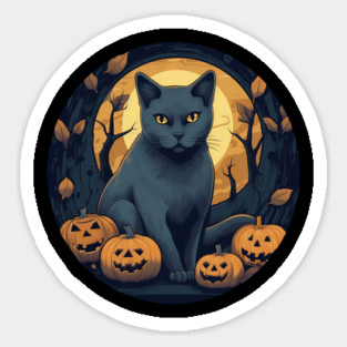 Russian Blue Cat Halloween, Cat Lover Sticker