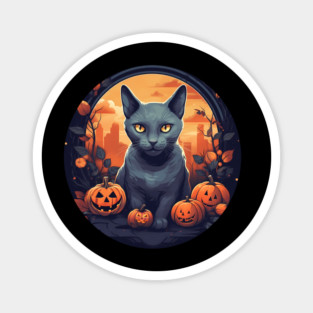 Russian Blue Cat Halloween, Cat Lover Magnet
