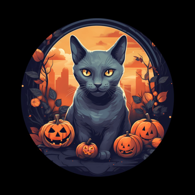 Russian Blue Cat Halloween, Cat Lover by logiamerch