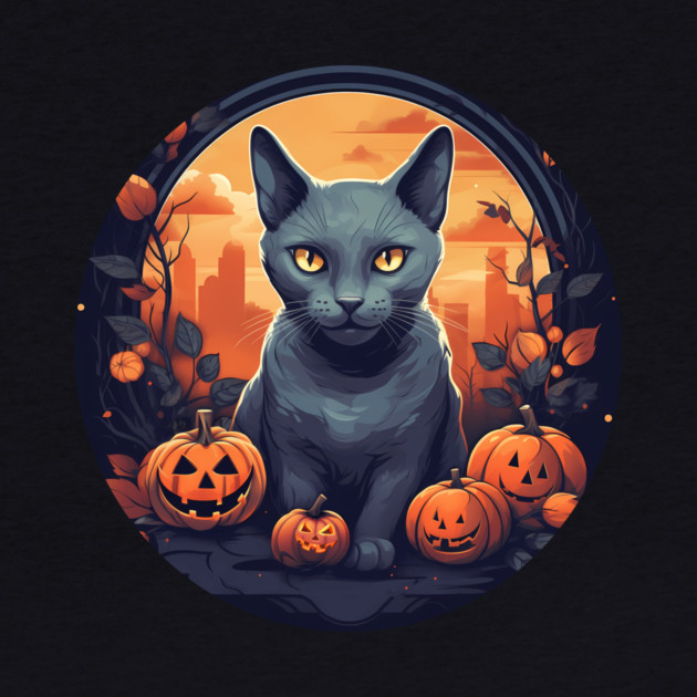 Russian Blue Cat Halloween, Cat Lover by logiamerch
