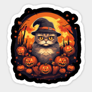 Scottish Fold Cat Halloween, Cat Love Sticker