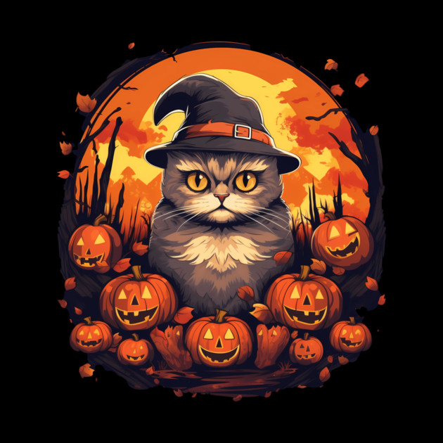 Scottish Fold Cat Halloween, Cat Love by logiamerch