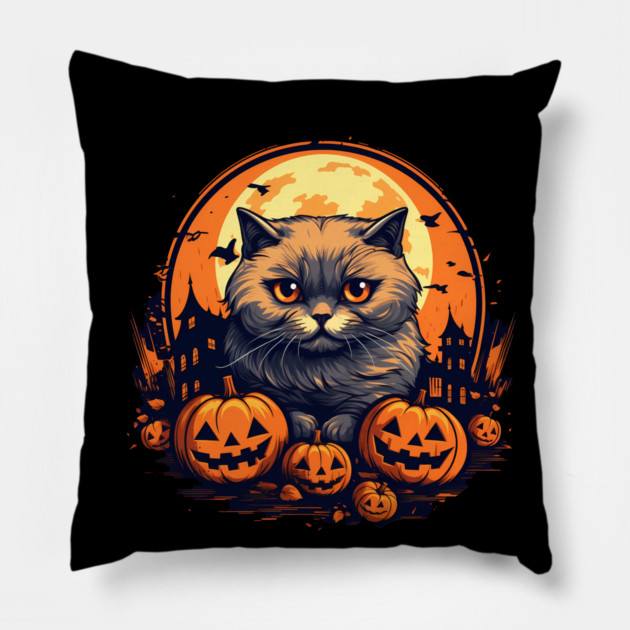 Scottish Fold Cat Halloween, Cat Lover Pillow by logiamerch