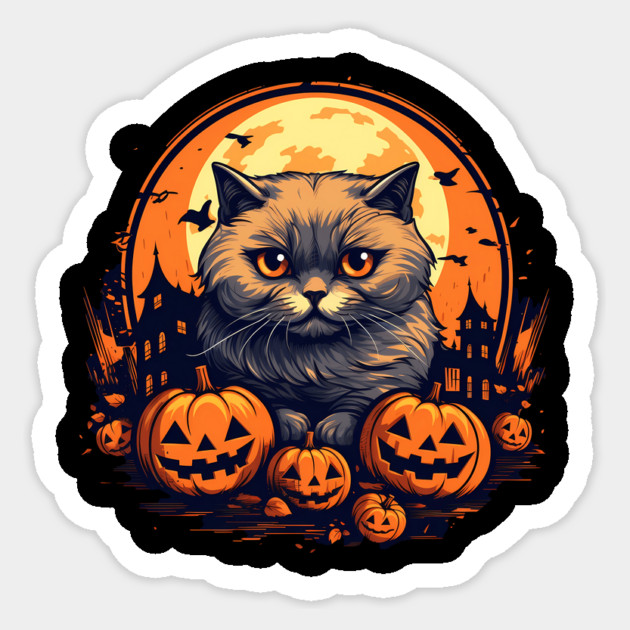 Scottish Fold Cat Halloween, Cat Lover Sticker by logiamerch