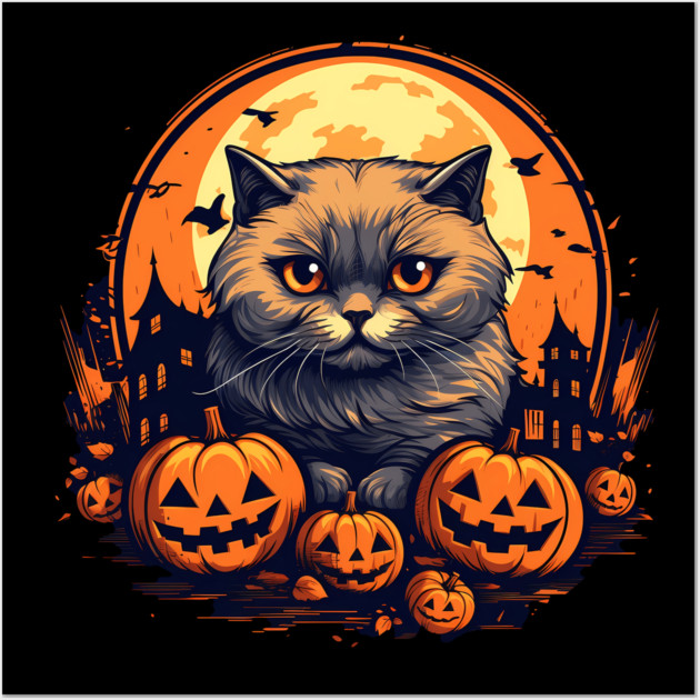Scottish Fold Cat Halloween, Cat Lover Wall Art by logiamerch
