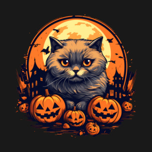 Scottish Fold Cat Halloween, Cat Lover T-Shirt