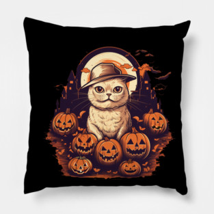 Scottish Fold Cat Halloween, Cat Lover Pillow