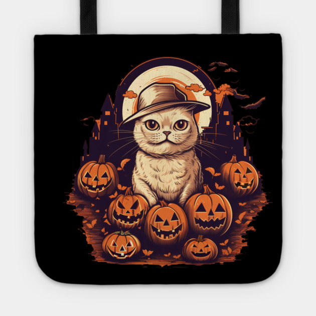 Scottish Fold Cat Halloween, Cat Lover Tote by logiamerch