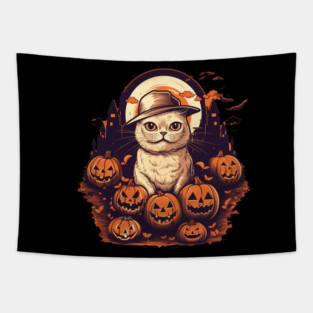Scottish Fold Cat Halloween, Cat Lover Tapestry