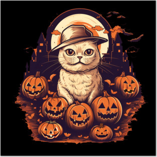 Scottish Fold Cat Halloween, Cat Lover Posters and Art