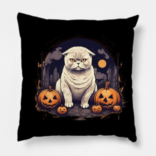 Scottish Fold Cat Halloween, Cat Lover Pillow