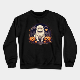Scottish Fold Cat Halloween, Cat Lover Crewneck Sweatshirt