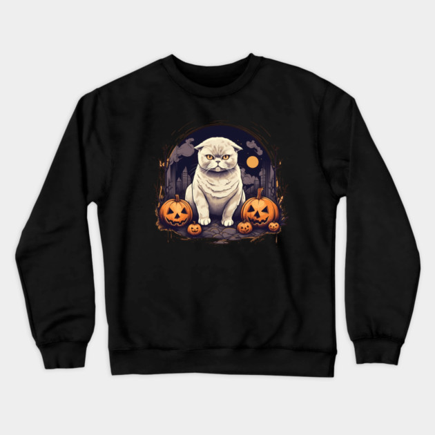 Scottish Fold Cat Halloween, Cat Lover Crewneck Sweatshirt by logiamerch