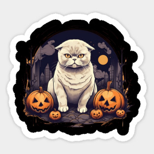 Scottish Fold Cat Halloween, Cat Lover Sticker