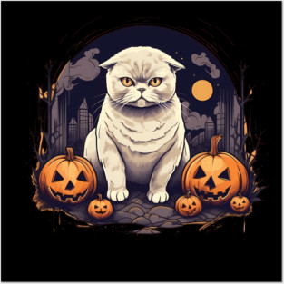 Scottish Fold Cat Halloween, Cat Lover Posters and Art