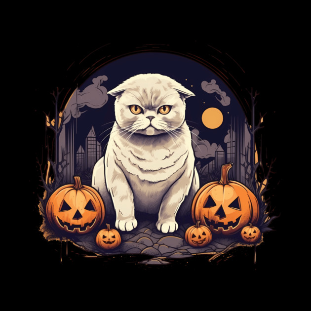 Scottish Fold Cat Halloween, Cat Lover by logiamerch