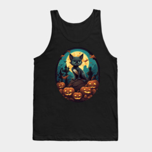 Siamese Cat Halloween, Cat Lover Tank Top