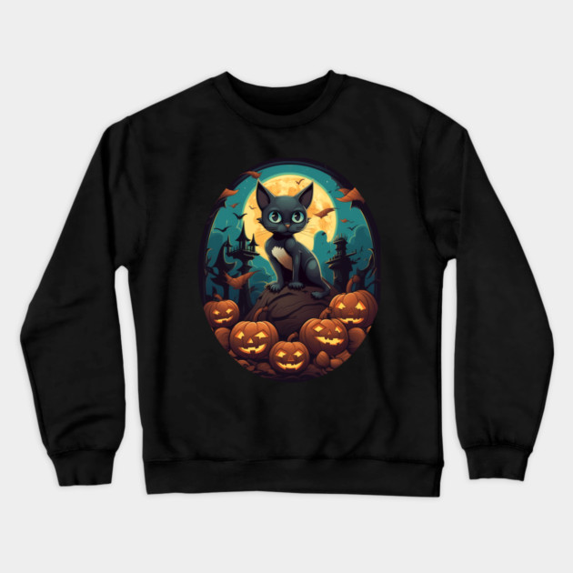 Siamese Cat Halloween, Cat Lover Crewneck Sweatshirt by logiamerch