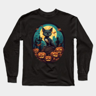 Siamese Cat Halloween, Cat Lover Long Sleeve T-Shirt