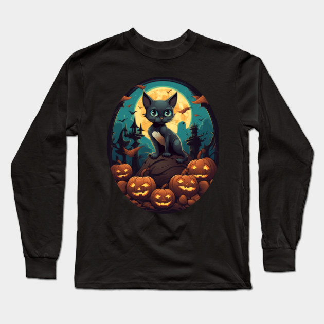 Siamese Cat Halloween, Cat Lover Long Sleeve T-Shirt by logiamerch