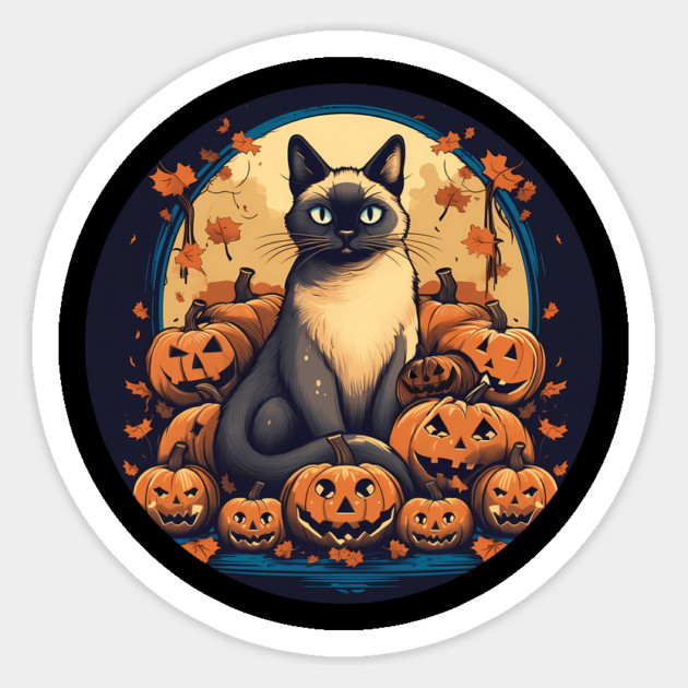 Siamese Cat Halloween, Cat Lover Sticker by logiamerch