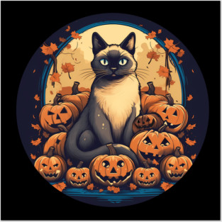 Siamese Cat Halloween, Cat Lover Posters and Art