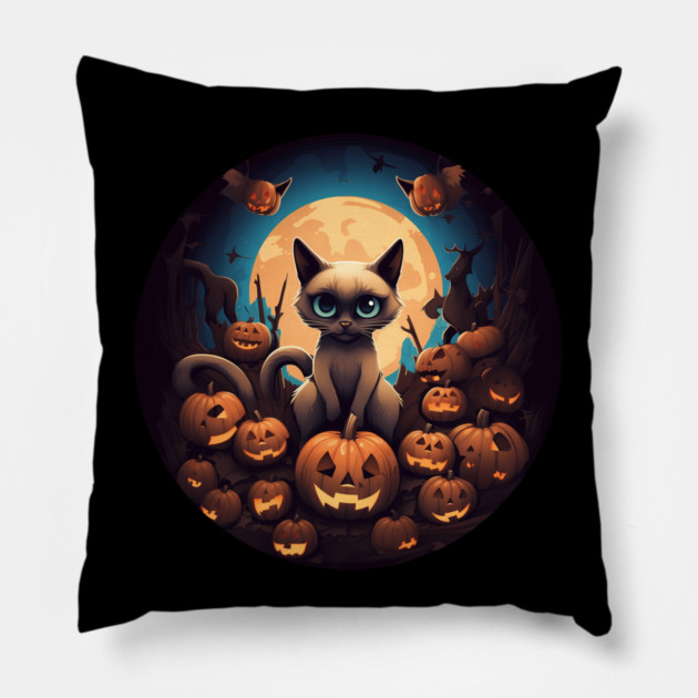 Siamese Cat Halloween, Cat Lover Pillow by logiamerch
