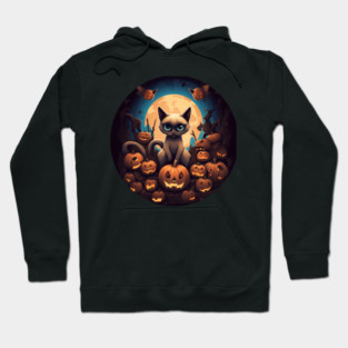 Siamese Cat Halloween, Cat Lover Hoodie