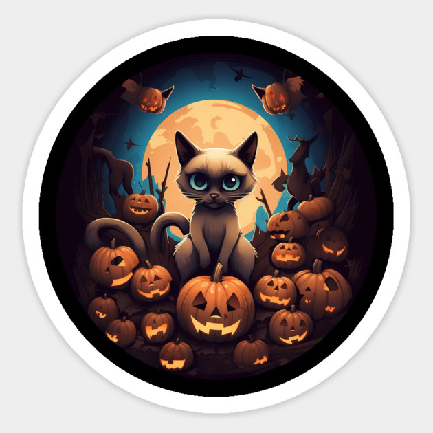 Siamese Cat Halloween, Cat Lover Sticker by logiamerch