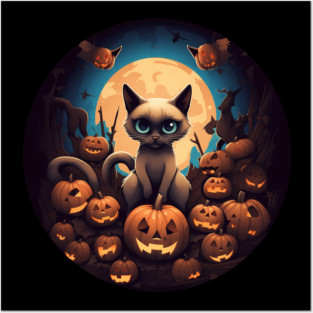 Siamese Cat Halloween, Cat Lover Posters and Art